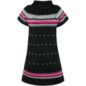 Classic Knit Sweater Dress With Button Collar